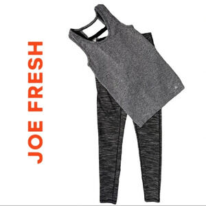 Joe Fresh Workout  Grey Black Leggings w/ Tank Top Size Small